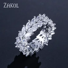 ZAKOL Модные женские ювелирные изделия ручной работы зеленый кубический цирконий оливковое кольцо «ветка» для женщин и мужчин вечерние кольца FSRP2020