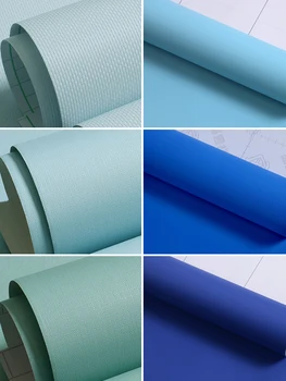 

Self-adhesiveBlue Mediterranean Decorative Wallpaper Solid Color Waterproof Bedroom Living Room Wallpaper Bedroom Renovation