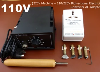 

110V Leather Craft Electric Edging & Creasing Machine Iron Tip Handle Tool Set Edger Creaser Groover Skiver Beveler Awl Slicker