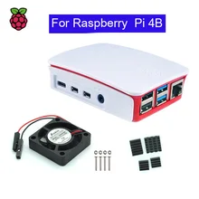 Чехол для Raspberry Pi 4 Model B, пластиковый корпус из АБС-пластика, белый корпус, классический дизайн с вентилятором и радиатором для Raspberry Pi 4 Чехол для Raspberry Pi 4 Model B, пластиковый корпус из АБС-пластика, белый корпус, классический дизайн с вентилятором и радиатором для Raspberry Pi 4