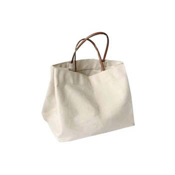 

6PCS / LOT Large Capacity Folding Storage Bags Fashion Reusable Canvas Shopping Bag Girls Casual simple Handbag