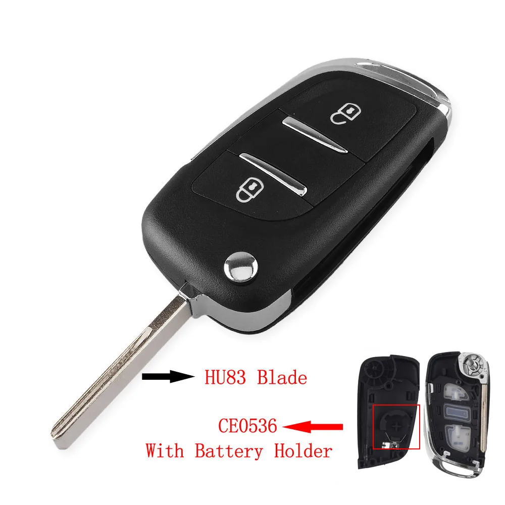 2 Button HU83 CE0536 KEYYOU модифицированный 2/3 Складной флип-чехол для автомобильного ключа для CITROEN C2 C3 C5 C6 C8 с VA2 Blade CE0536 - Количество кнопок: 2 Button HU83 CE0536