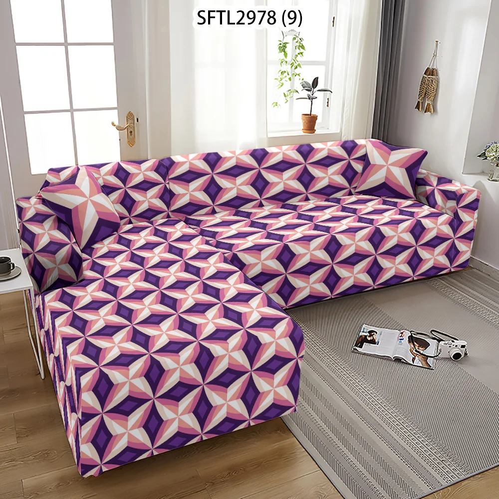 

Colorful Geometric Sofa Cover with Elastic Mandala Lattice Home Decor Sofa Cushions Cover Stripe 2 Seat Sofa Slipcovers Covers