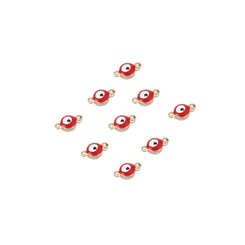 20PCS Stainless Steel Evil Eye Charm Connectors 6mm Gold Fashion Connector Beads for DIY Necklace Bracelet Jewelry Making