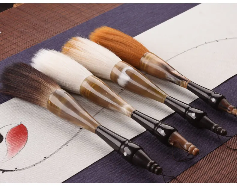 Chinese Calligraphy Brush Caligrafia Hopper-shaped Ox Horn Painting Writing Brush Pen Woolen Weasel Hair Brush Pen Tinta China