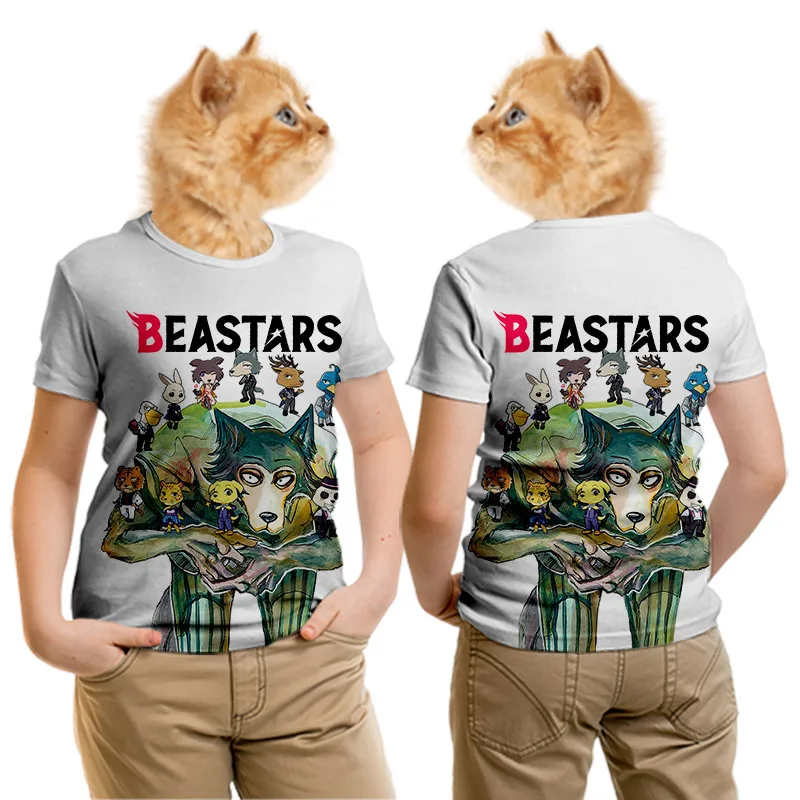 Новинка, WHOSONG 3D футболка с аниме BEASTARS, популярная одежда для мальчиков и девочек с изображением японских животных, уличная одежда для мужчин и женщин