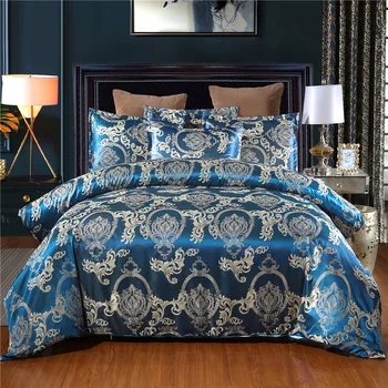 

Luxury Jacquard Satin Silk Bedding Set King Queen Size Duvet Sets Bedding Pillowcase Beds Textile Sets For Home Cover 2/3pcs