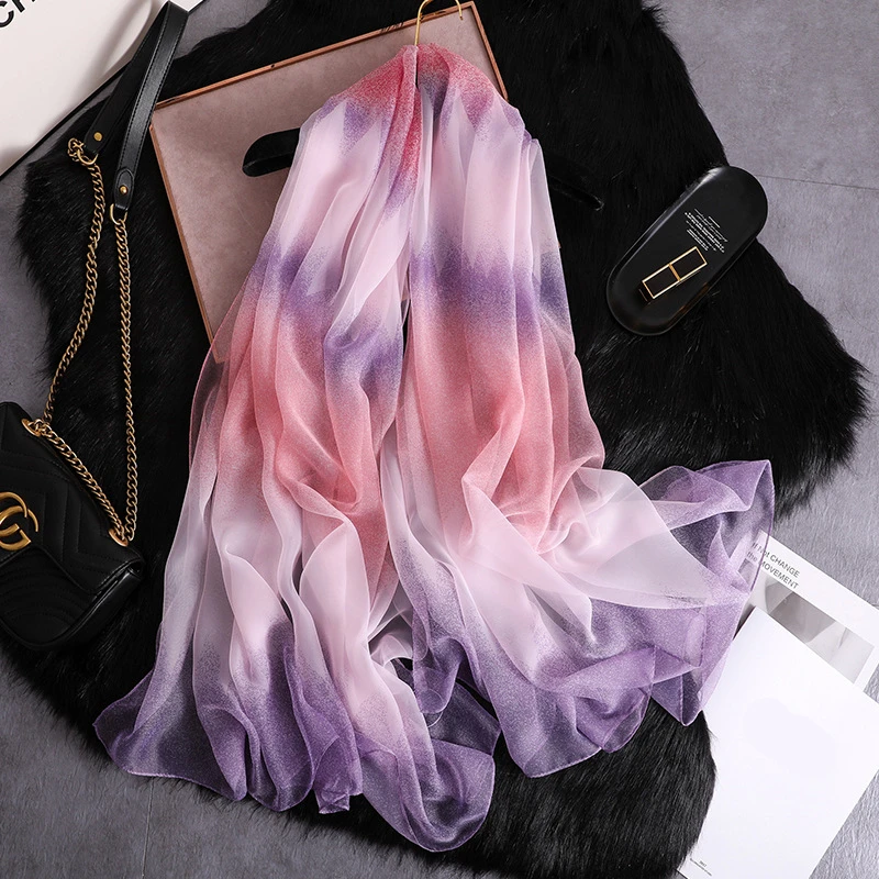 Летний шарф для женщин Модный Шелковый шарф с принтом дамские пашмины шали и обертывания дизайнерский бренд хиджабы платок женский