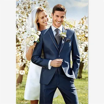 

New Classic Men’s Suit Smolking Noivo Terno Slim Fit Easculino Evening Suits For Men Navy bule Tuxedo Gentleman Wedding Prom Gro