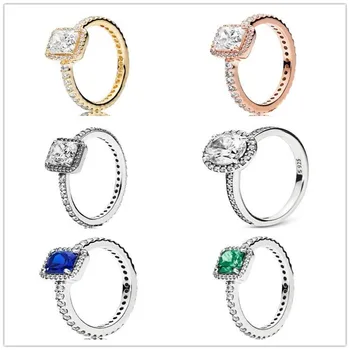 

925 Sterling Silver Ring Four Claw Timeless Elegance With Crystal Rings For Women Wedding Gift Pandora Jewelry