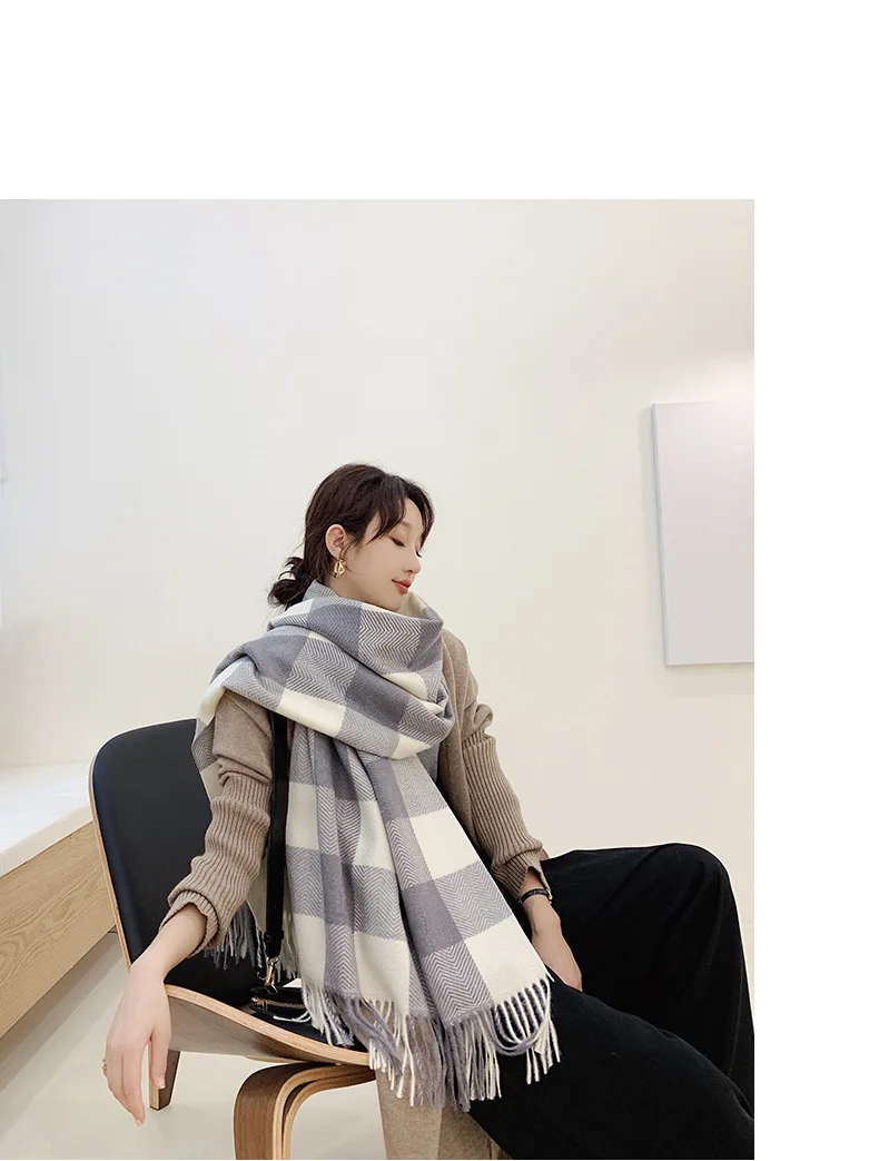 Luxury Brand Scarves Women Plaid Solid Cashmere Scarf Tassel Love Pattern Pashmina Echarpe For Lady Cape Shawls And Wraps