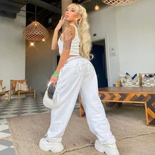 

2021 Diamond Ornament Jogging Sweatpants Baggy Women's Fashion Sports Pants Korean Wide White Tracksuit Pants NEW Harajuku Y2k