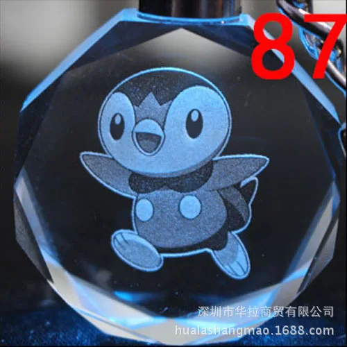 87 Pocket Monster Хрустальный брелок пепел Кетчум Пикачу мультфильм светодиодная вспышка brelok do kluczy ювелирные изделия брелок мода Llavero игрушки - Цвет: 87