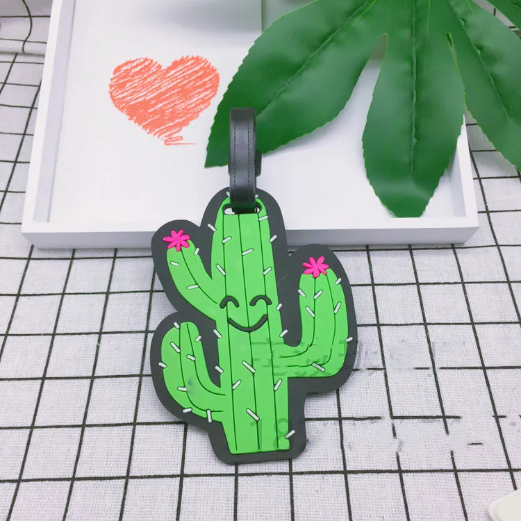 Travel Accessories Cactus Cartoon Luggage Tag Creative Silica Gel Suitcase ID Address Holder Baggage Boarding Portable Label