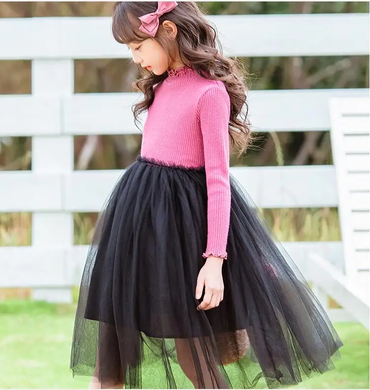 Autumn Girls Dress Teenage Girls Tulle Long Sleeve Party TUtu Dresses Kids Dress Children Clothes
