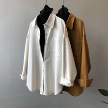 Two-shirt female 2021 winter new Korean version of the loose retro solid color long sleeve jacket to top 80315