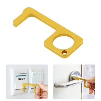 

Portable Press Elevator Tool Hygiene Hand Antimicrobial Brass EDC Door Opener Handle Key Metal No Touch Assistant Anti Germs