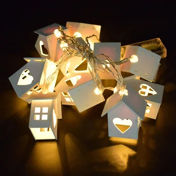 

LED Garland Wood House String LED 10LEDs Room Decor String Lamp Wedding Party Holiday Fairy Lights Novelty Lamp