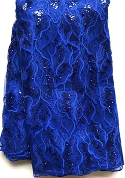 

Latest African Lace Fabric 2020 High Quality African French Net Laces With Sequins Embroidery Tulle Lace For Dress ALL4923 BLUE