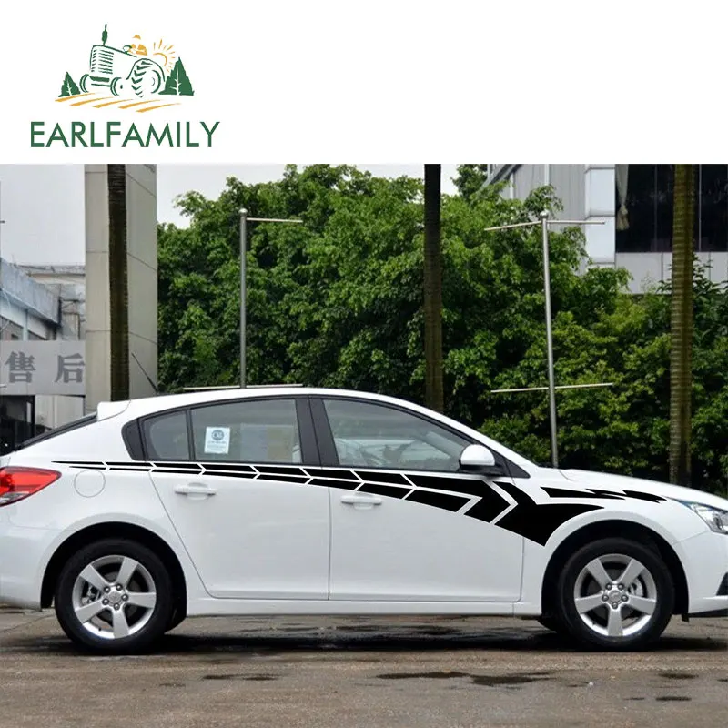 EARLFAMILY, 200 см x 21 см, 2x большая автомобильная наклейка, s полоска, графика, спортивная верхняя дверь, наклейки, винил, авто грузовик, наклейка, гоночный автомобиль, Стайлинг