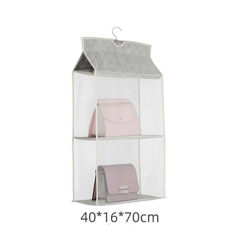 2 layer beige Шкаф для одежды, сумка для сумок, рюкзак, бюстгальтеры, носки, Одежда для хранения, подвесной органайзер, сумки для домашнего хранения - Цвет: 2 layer beige