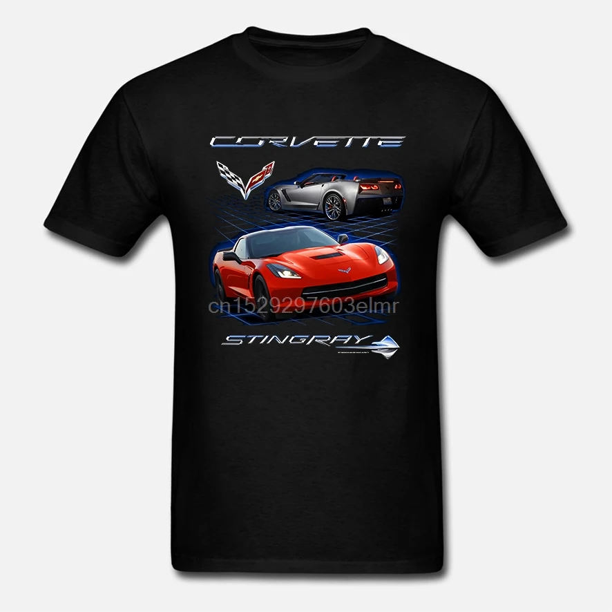 CORVETTE STINGRAY C7 BLACK COTTON ADULT TEE SHIRT |