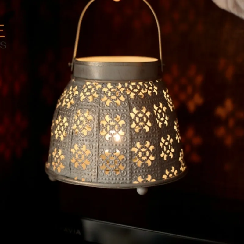 Ветрозащитный Железный Настольный подсвечник фонарик винтажный Романтический