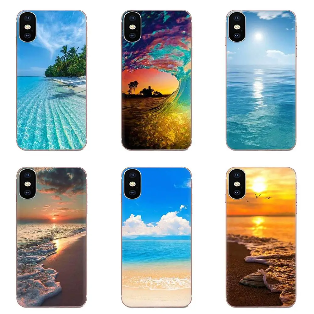 Мягкий протектор для Samsung Galaxy A10 A20 A20E A3 A40 A5 A50 A7 J1 J3 J4 J5 J6 J7 2016 2017 2018 волны морской