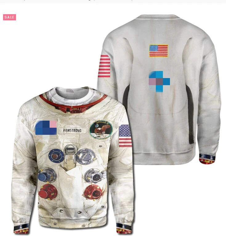 Семья подходящая друг к другу одежда 3D Армстронга пространство люкс для всей семьи: папы, толстовки "для мам" Толстовка футболки Повседневное астронавт скафандр
