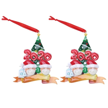 

Quarantine Christmas Party Decoration Gift Santa Claus with Mask Personalized Hanging Ornament
