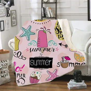 

3D Printed Cartoon Candy Sherpa Blanket Velvet Plush Throw Fleece Blanket Bedspread Couch Sofa Quilt Cover Travel Bedding Outlet