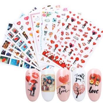 

1pcs Valentines Designs Nail Art Stickers 3D Adhesive Decals Romantic Flowers Transfer Sliders Manicure Decorations TRCA428-436
