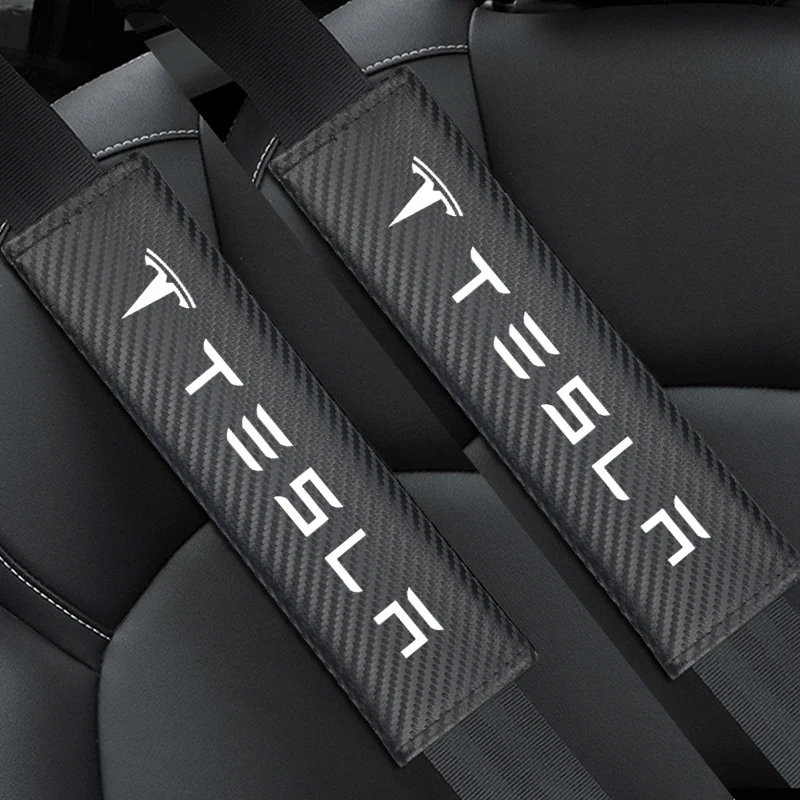 2 шт. авто углеродного волокна ремень безопасности накладка для Tesla модель S модель родстера X автомобильные аксессуары