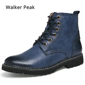 

Genuine Leather Mens Boots Winter Warm Velvet Ankle Snow Boots Men Shoes Fashion Cow Motorcycle Casual Boots Big size Walkerpeak