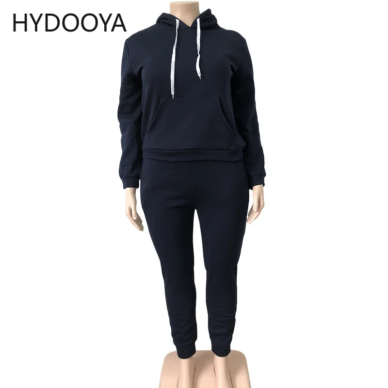 Plus Size 2 Two Piece Sets Women Clothing Full Sleeve Hooded Hoodie+sporty Jogger Sweatpant Casual Outfit Dropshipping Wholesale