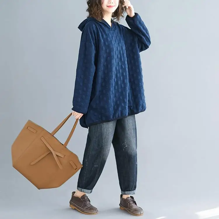 Plus Size Polka Dot Hoodies Sweatshirt Women Autumn Winter Kpop Hoodie Tops Cotton Thicken Loose Hooded Basic Clothes Streetwear