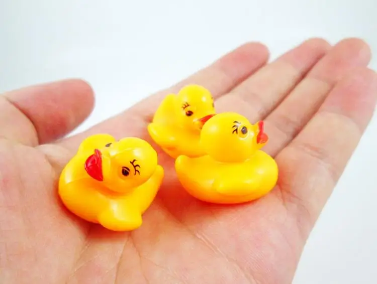 10 Pcs Cute Mini Yellow Duck Baby Bath Toys Squeeze Music Baby Ducklings Children Bathroom Toys Yellow Duck Tabletop Ornaments 6