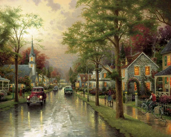 A6704 11CT/14CT/18CT/25CT/28CT oil street patterns Counted Cross Stitch DIY Kits Embroidery Needlework Sets | Дом и сад