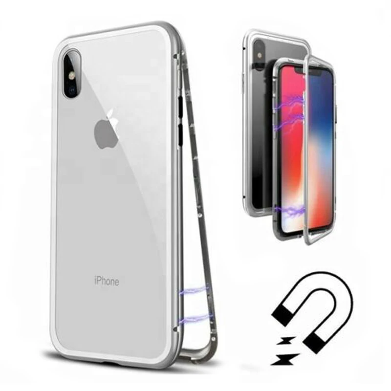 Металлический магнитный адсорбционный чехол для iphone 11 XR 7 8 Plus X XS Pro Max 6 6 S, закаленное стекло, магнитная Защитная крышка