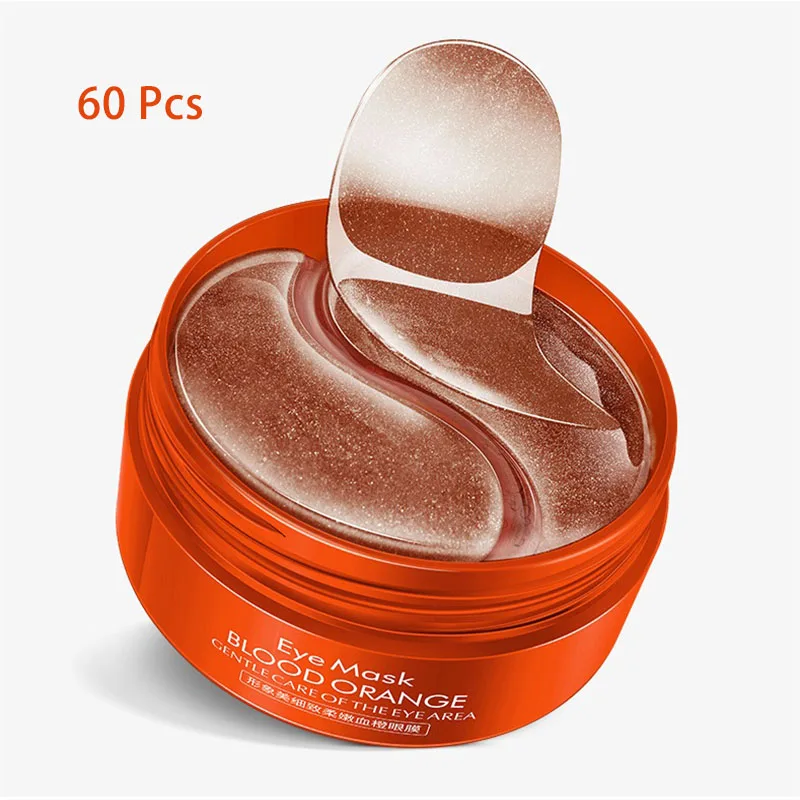 60Pc Blood Orange Eye Mask Moisturizing Remove Dark Circles Anti-Puffiness Collagen Gel Eye Patch Care