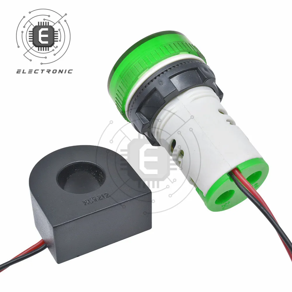 22MM 라운드 미니 LED 디지털 디스플레이 AC 전압 전류 측정기 0-100A 50-500V 5가지 색상