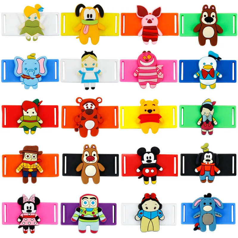 

50pcs/lot Disney Cartoon Shoelaces Buckle Shoelace Winder Silicone Buckle Shoelaces Accessories DIY Sneaker Kits Shoe Decoration