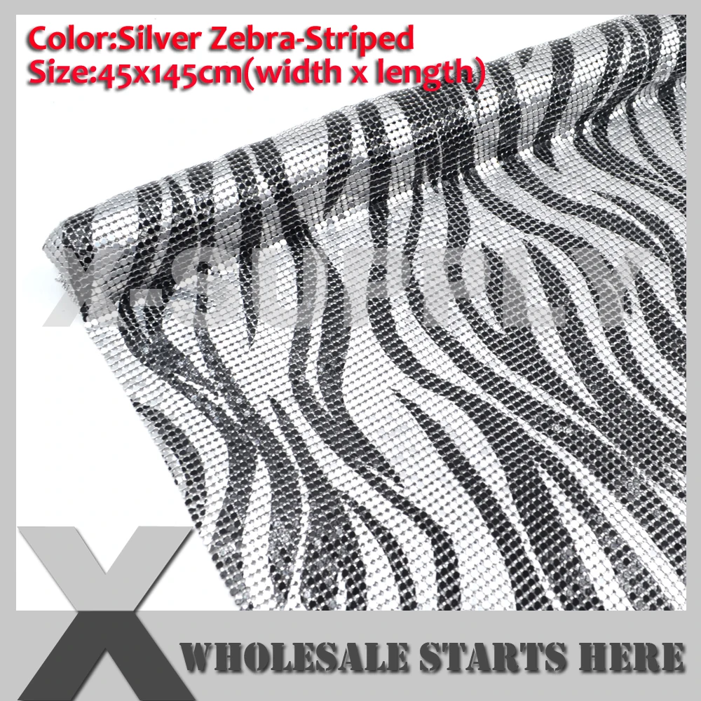 Silver Zebra Striped Aluminum Metal Fabric Mesh Without Iron On Glue For Dress Skirt Jewelry Makings | Дом и сад