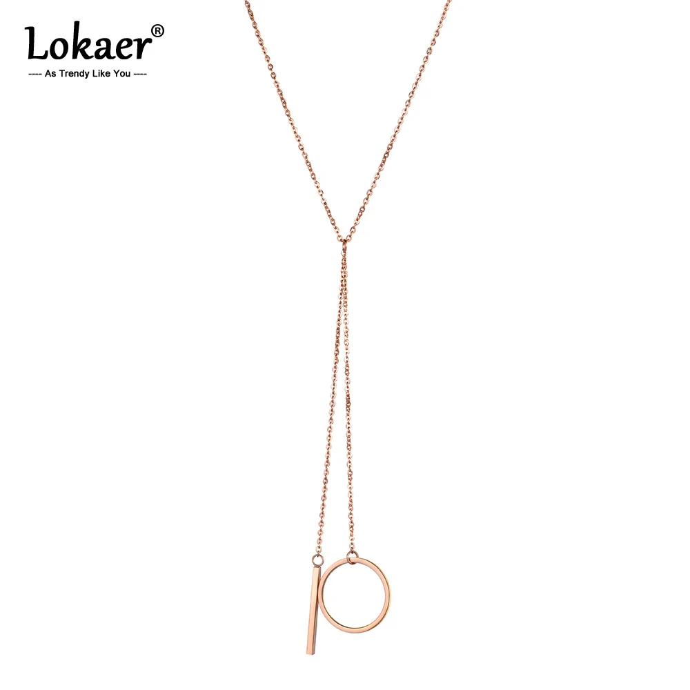 Женская цепочка с кулоном Lokaer Подарочная из нержавеющей стали цвета розового