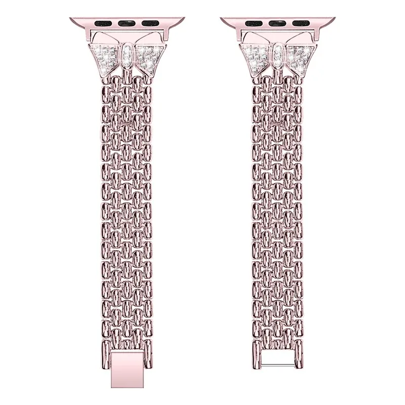 Joyozy уникальный алмаз на высоком каблуке, инкрустированные знакомства подарок для apple watch серии 4/3/2/1 планка изящной работы, из нержавеющей стали для apple watch band - Цвет ремешка: Pink