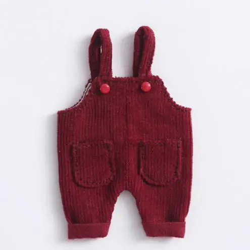 wine red bib pant Новинка, 7 цветов, OB11 bjd, Одежда для куклы, комбинезон, штаны/футболка для ob11, obitsu11, Molly, 1/12 bjd, аксессуары для куклы - Цвет: wine red bib pant