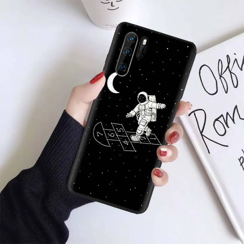 Космическая Луна астронавт черный Coque чехол для huawei mate 30 20 10 P30 P20 P10 Pro Lite P Smart Z мягкий чехол для телефона