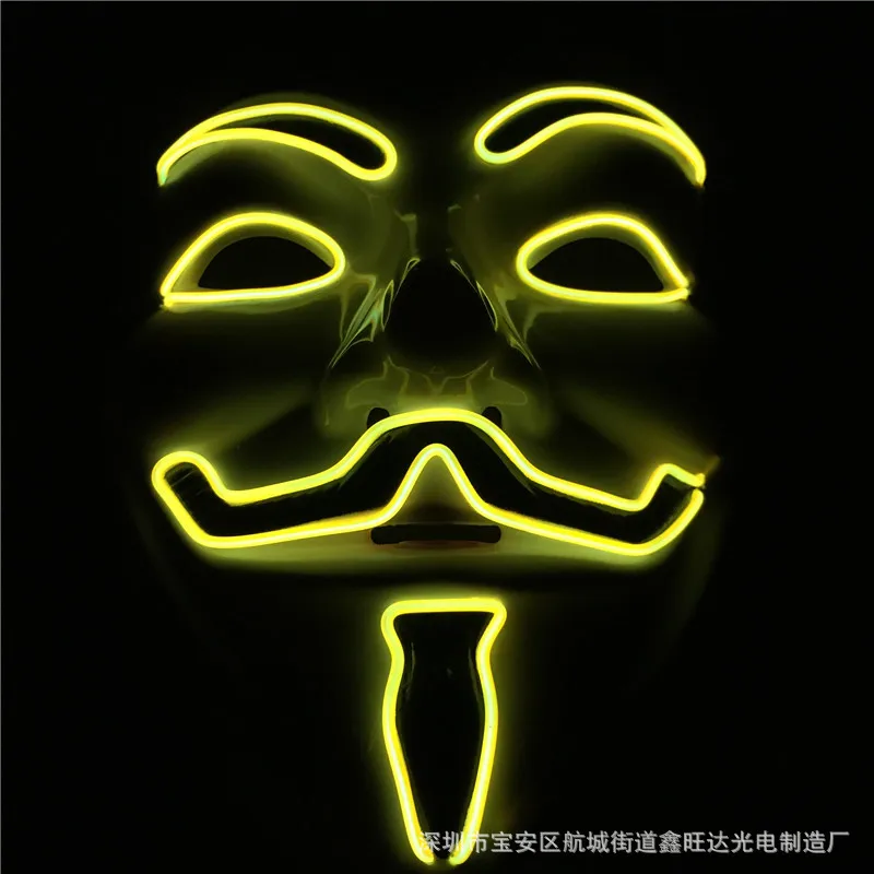Хэллоуин высокое качество EL светильник V for Vendetta» ПВХ светящаяся маска праздничный карнавальный ночной клуб реквизит для болельщиков