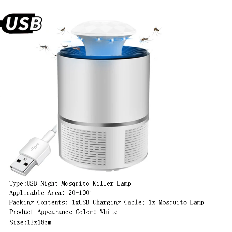 LED Electric Mosquito Killer Lamp USB Electric Mosquito Light Ultra-Quiet Indoor Insect Trap Radiationless Mosquito Zapper - Цвет: White 01