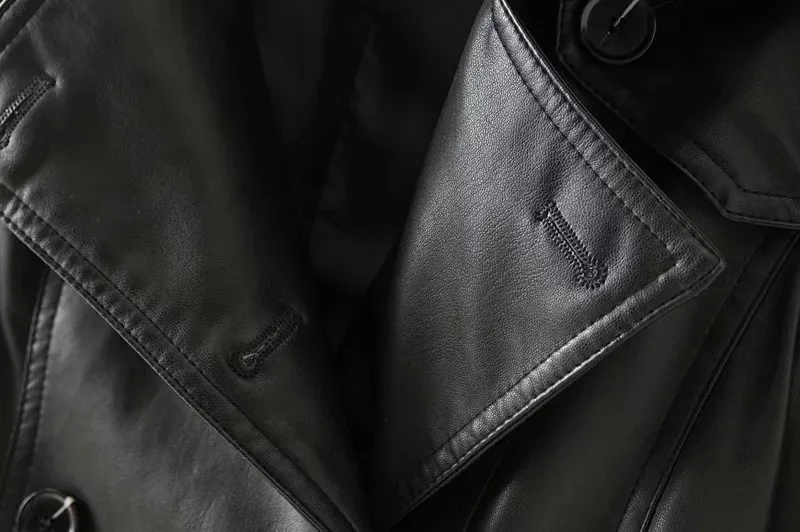 Винтаж Женская c искусственной кожи пальто Черная куртка из искусственной кожи Байкерская мотоциклетная куртка из ПУ для женщин, на молнии, в стиле «панк» на осень-зиму